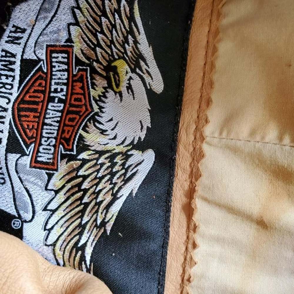 Harley Leather Motorcycle Jacket cowgirl brown tan black biker tiedyed 4 6 small - Picture 7 of 7